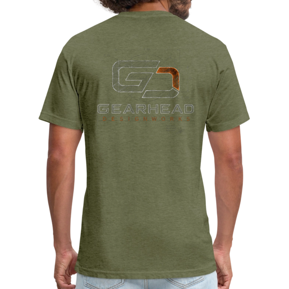 Designer T-shirt On the Back - heather military green