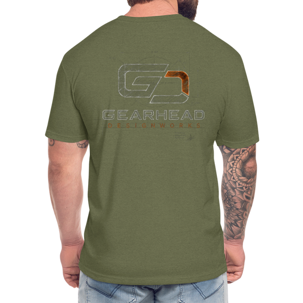 Designer T-shirt On the Back - heather military green
